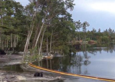 Vídeo registra momento em que cratera se abre no fundo de rio