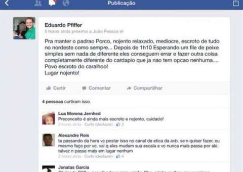 "Nordestinos, povo escroto do caralho!", desabafa no Facebook copiloto da Avianca