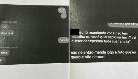 Reprodução de mensagens atribuídas ao professor investigado por assédio sexual em Ponta Grossa (PR)