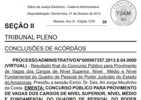 TJAM homologa resultado final