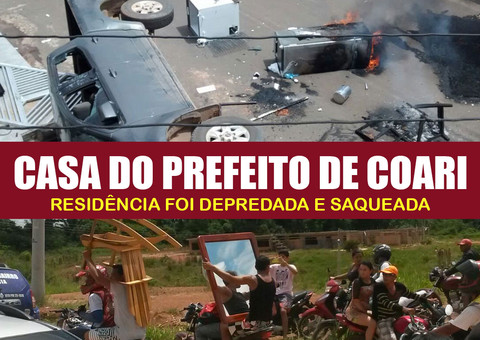 Revoltada, população de Coari ataca casa do Prefeito e ateia fogo em tudo que vê pela frente