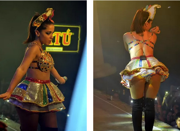 Anitta homenageia Recife e mostra bumbum durante show 