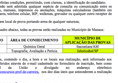 UFAM abre concurso, mas obriga candidato a fazer prova no interior de São Paulo