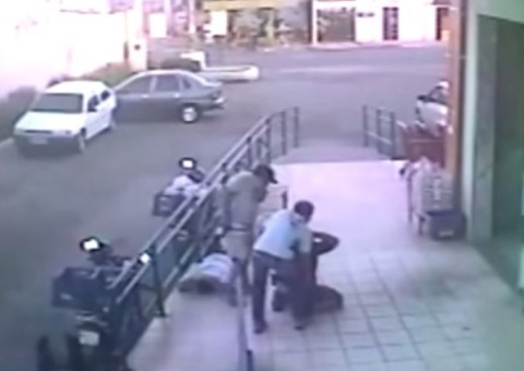 Troca de tiros e tensão em assalto a supermercado