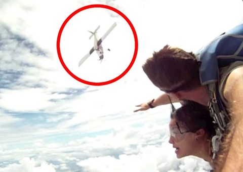 Susto: Avião quase bate em paraquedistas durante salto