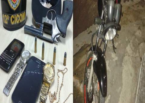 Casal é preso por roubo de moto e porte ilegal de arma