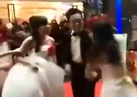 Casamento termina em briga de amante grávida e noiva