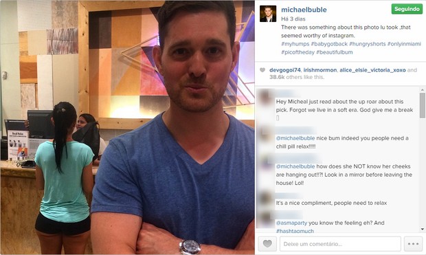 Saidinho, Michael Bublé exibe bunda de mulher no Instagram e acaba criticado pelos fãs