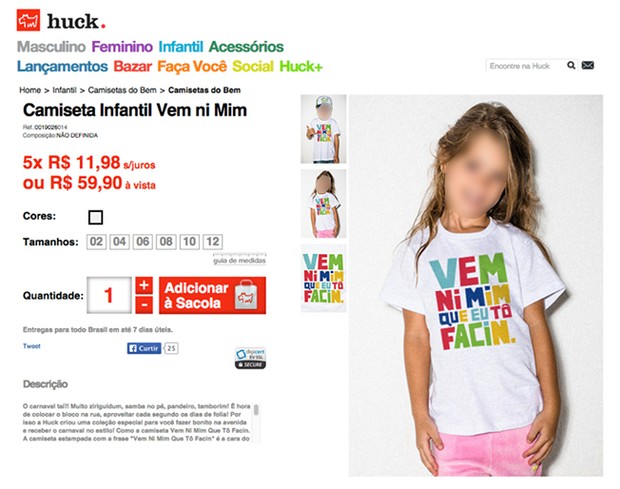Camiseta infantil causa polêmica na grife de Luciano Huck 