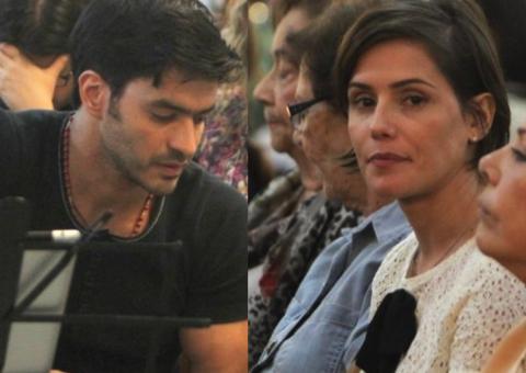 Apaixonada, Deborah Secco prestigia apresentação de namorado novo na igreja