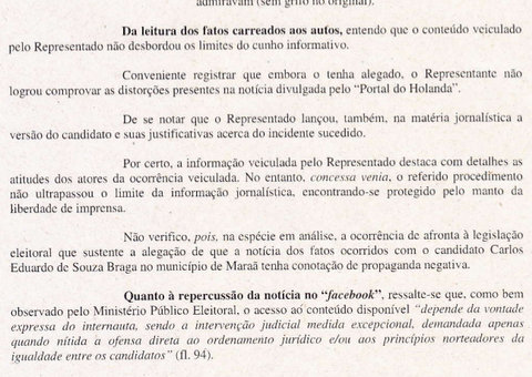 TRE julga improcedente ação de Eduardo Braga contra Portal do Holanda