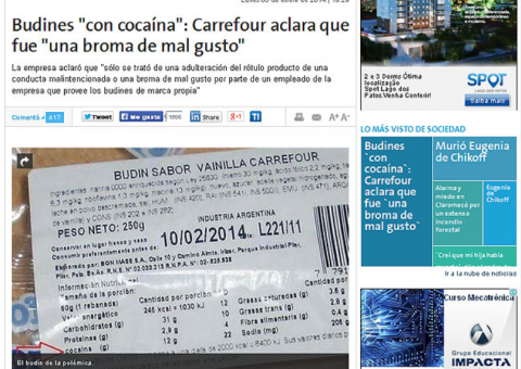 Pudim com  "coca" no Carrefour argentino