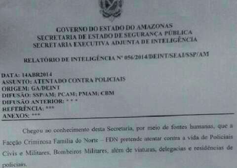 Polícia sob ameaça de ataque de facção criminosa no Amazonas
