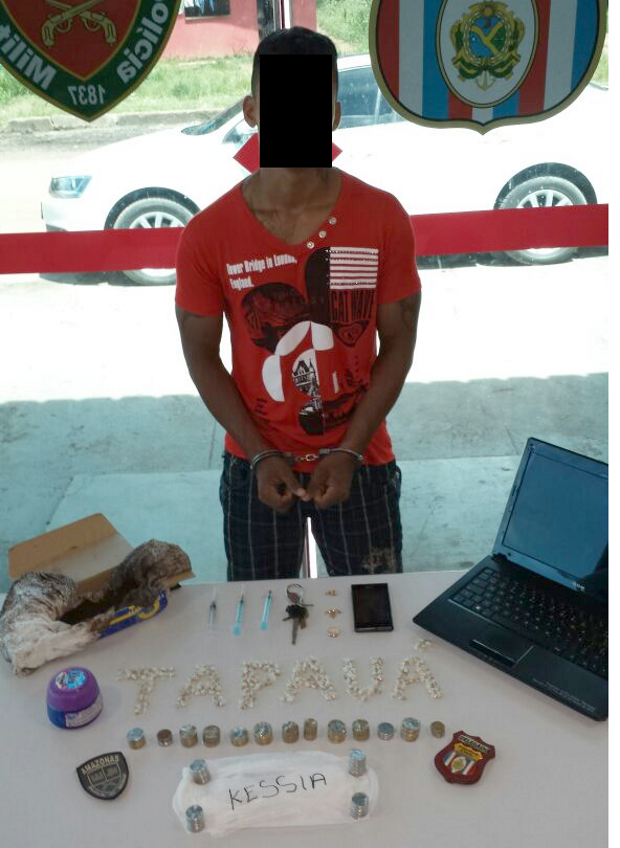 Em Tapauá, traficante "Pomboca" é preso 231 trouxinhas de oxi