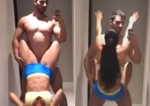 Apresentadora usa o namorado como apoio para fazer abdominais