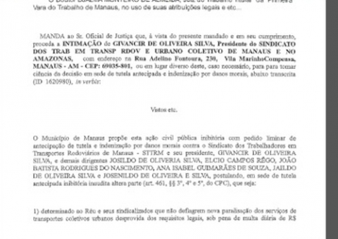 Juiz do Trabalho proíbe realização de greve dos ônibus em Manaus