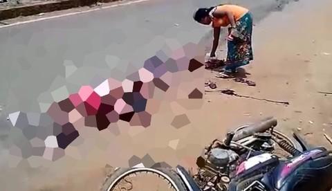 Mulher junta pedaços de marido após acidente brutal de moto