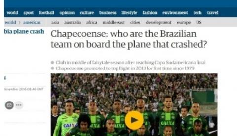 Imprensa internacional repercute tragédia com Chapecoense 