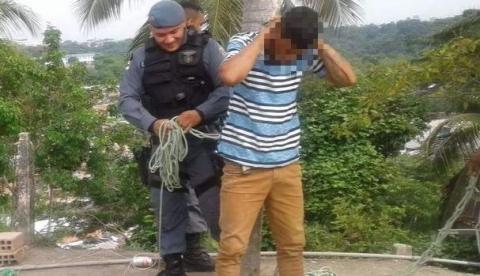 Em Manaus, policiais resgatam homem que foi agredido e amarrado em árvore 