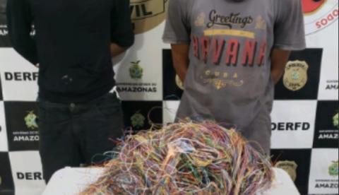 Dupla é presa suspeita de furtar cabos elétricos e de telefonia em Manaus