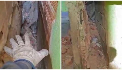 Homem sai em busca de maconha para dormir 'de boa' e fica preso entre dois muros