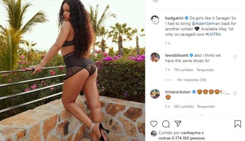 Rihanna incendeia a web com lingerie transparente e bumbum à mostra