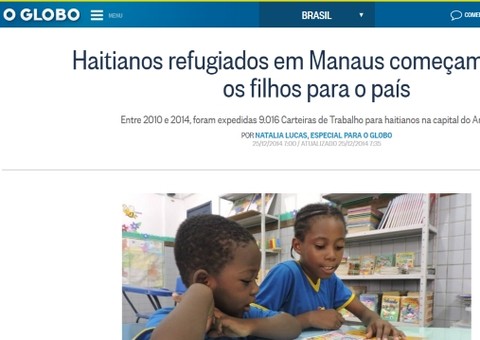 Jornal O Globo destaca alfabetização de alunos estrangeiros em Manaus
