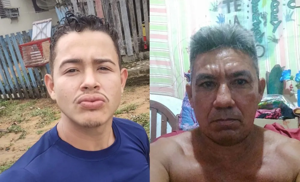 Mailson dos Santos Reis (de camisa azul), e o pai Maia Rossio Reis, morreram com queda da castanheira na BR-156 &mdash; Foto: Reprodu&ccedil;&atilde;o Facebook