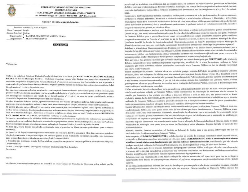 Decis&atilde;o do ju&iacute;z. - Foto: Divulga&ccedil;&atilde;o