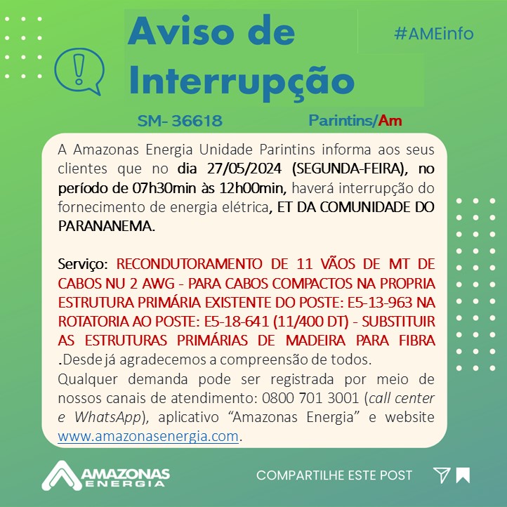 Foto: Divulga&ccedil;&atilde;o/ Amazonas Energia