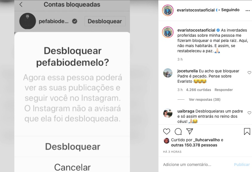 Jornalista bloqueou o amigo ap&oacute;s "fake news"- Foto: Reprodu&ccedil;&atilde;o/ Instagram 
