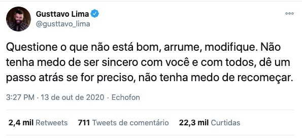 Cantor comentou indiretamente sobre o assunto no Twitter - Foto: Reprodu&ccedil;&atilde;o/ Twitter 