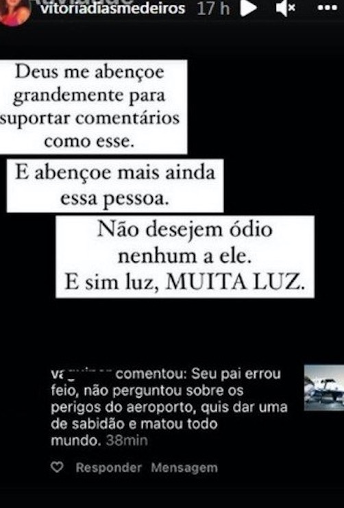 Filha de piloto recebe ataques - Foto: Reprodu&ccedil;&atilde;o/Instagram