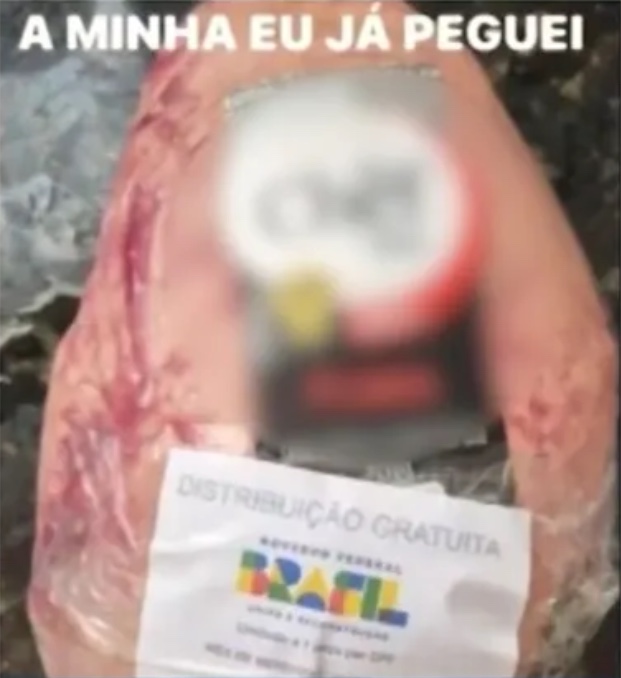 Postagem com um pacote de carne dizia "a minha eu j&aacute; peguei" &mdash; Foto: Reprodu&ccedil;&atilde;o