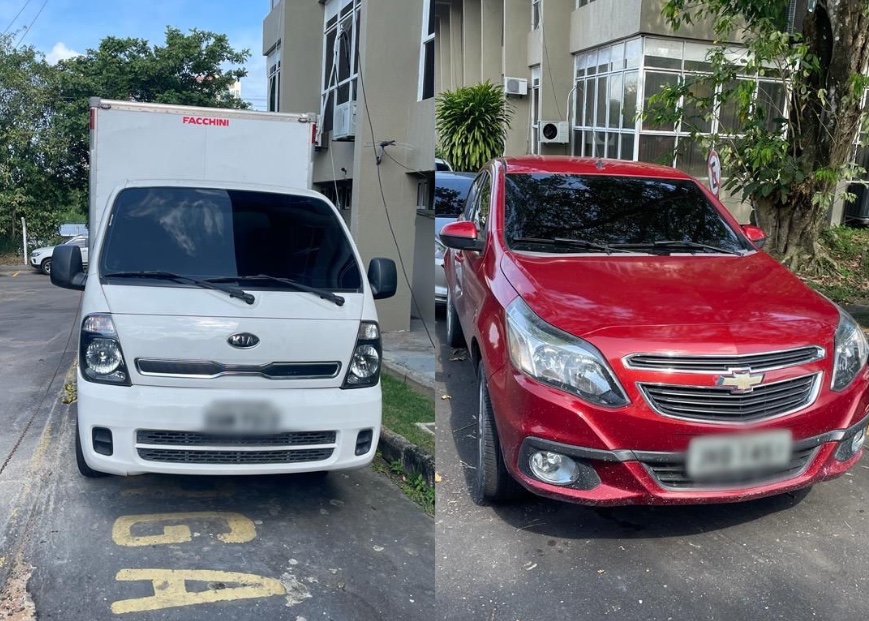 Ve&iacute;culos apreendidos com os suspeitos - Foto: Divulga&ccedil;&atilde;o PC-AM