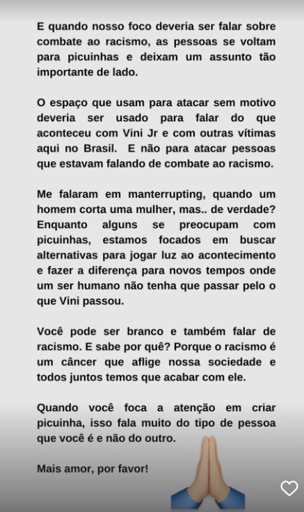 Patr&iacute;cia Poeta via Stories do Instagram.