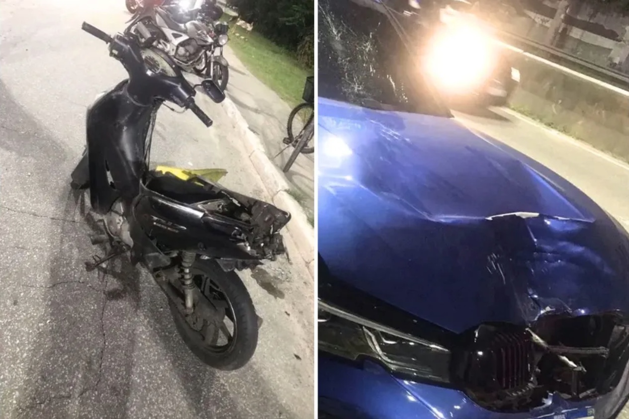 Ve&iacute;culos ficaram danificados ap&oacute;s o acidente no litoral de S&atilde;o Paulo &mdash; Foto: Reprodu&ccedil;&atilde;o