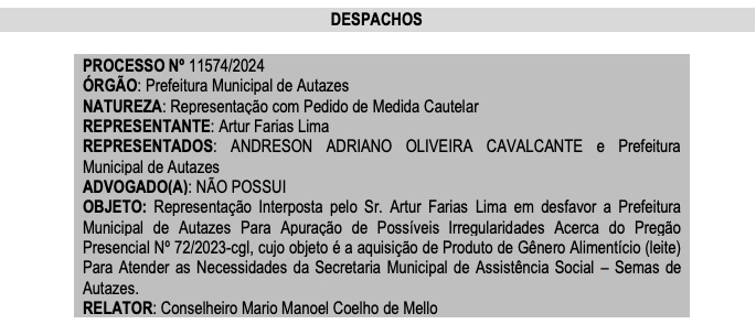 Foto: Di&aacute;rio Oficial do TCE-AM