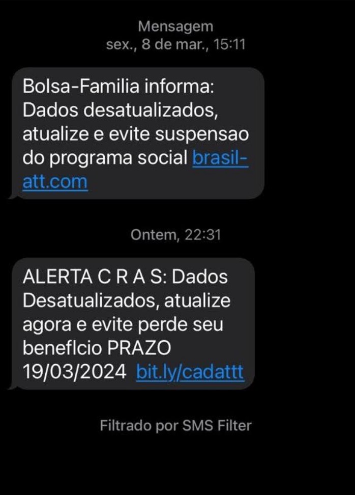 Mensagem enviada por golpistas - Foto: Divulga&ccedil;&atilde;o Semcom