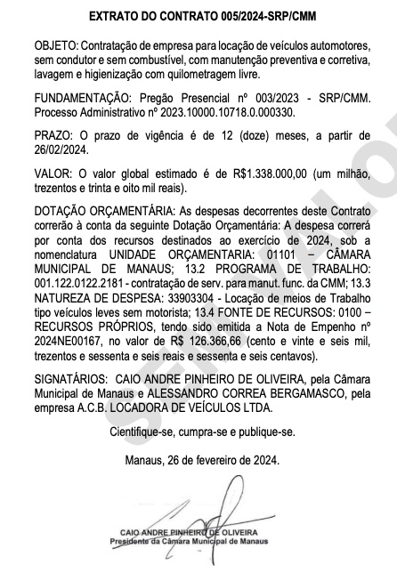 Fonte: Di&aacute;rio da C&acirc;mara de Manaus