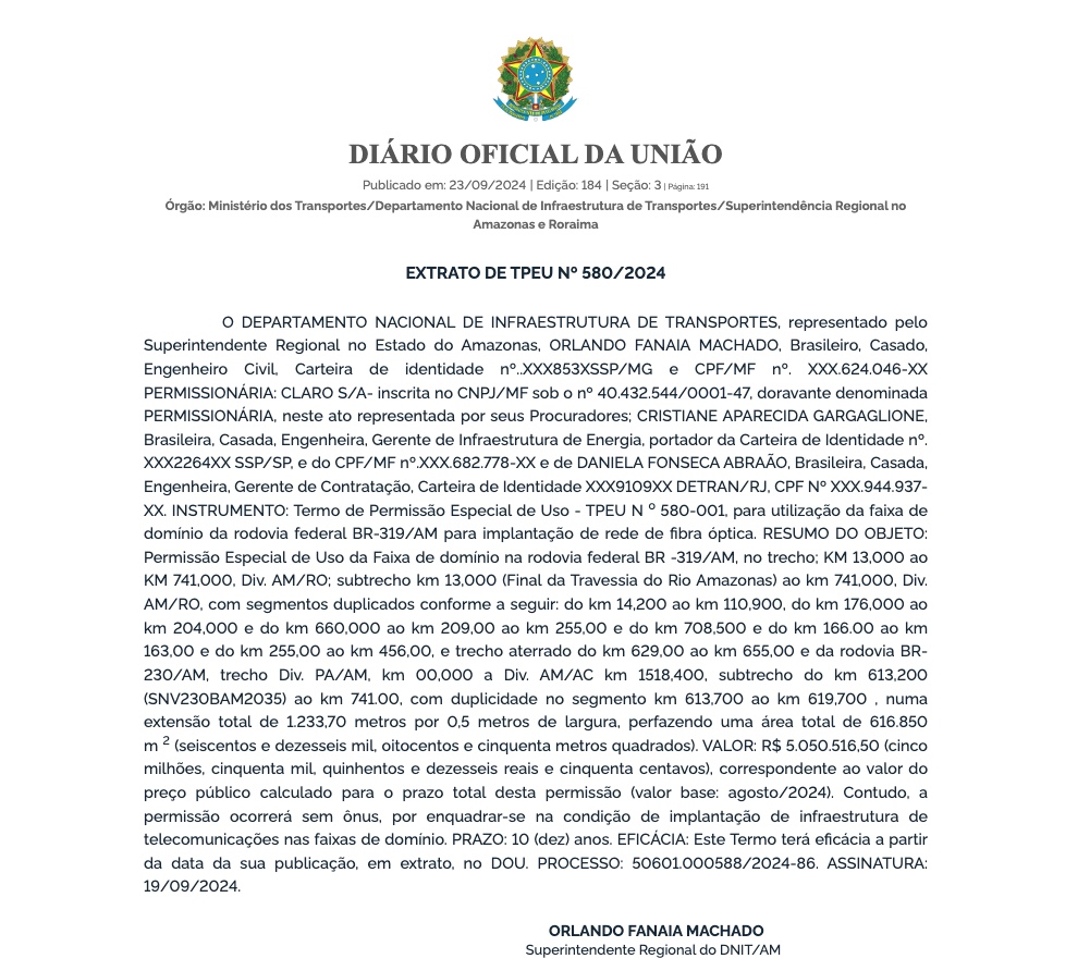 Foto: Di&aacute;rio Oficial da Uni&atilde;o desta segunda-feira (23). 