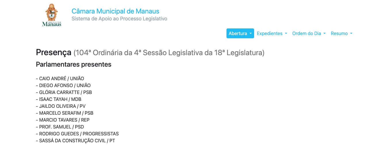 Vereadores que marcaram presen&ccedil;a - Foto: Reprodu&ccedil;&atilde;o/CMM