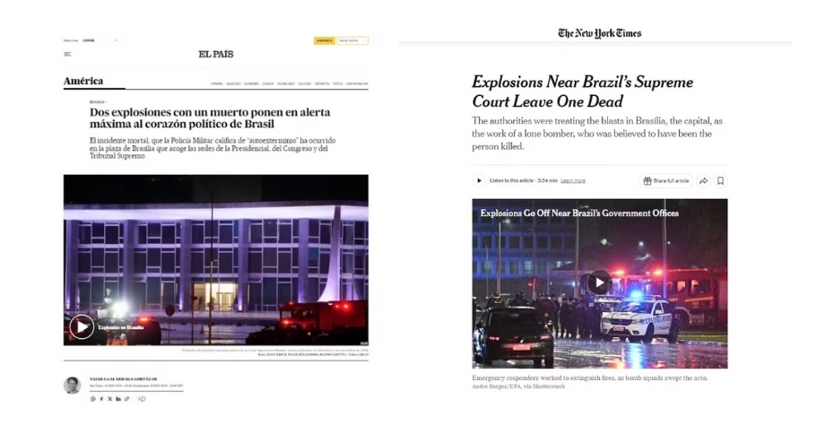Fotos: Reprodu&ccedil;&atilde;o The New York Times (EUA) e El Pa&iacute;s (Espanha)