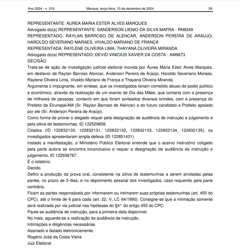 Foto: Reprodu&ccedil;&atilde;o/TRE-AM