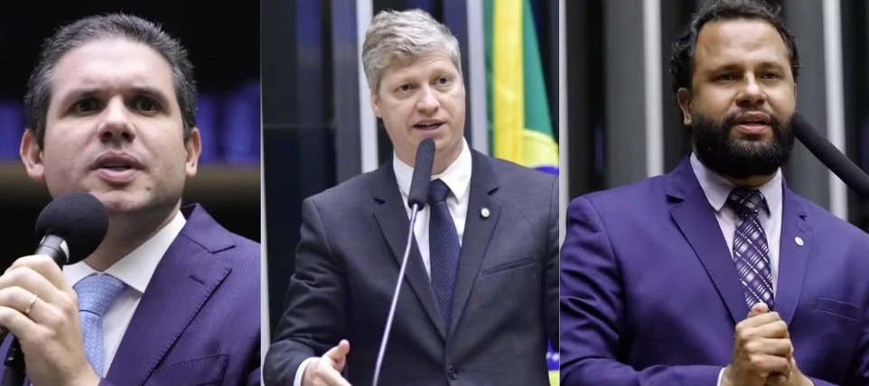 Hugo Motta (Republicanos-PB), Pastor Henrique Vieira (PSOL-RJ) e Marcel van Hattem (Novo-RS)