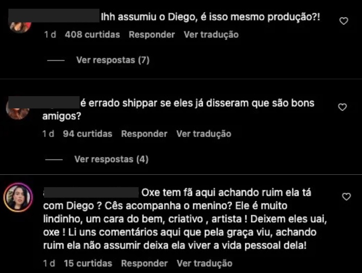 Algumas rea&ccedil;&otilde;es no post feito por Bianca - Foto: Reprodu&ccedil;&atilde;o