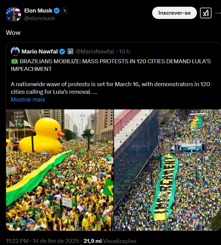 Foto: Reprodu&ccedil;&atilde;o/X 