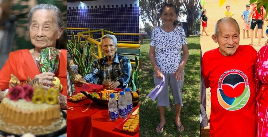 Sumiko Dailza Koide da Silva, 90 anos de idade; Nobumi Sakiyama, 88 anos de idade; Choiti Tomioka, 88 anos.