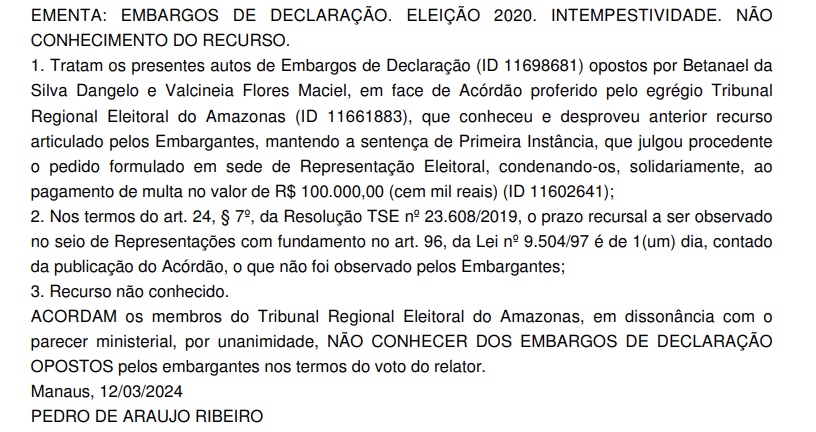 Foto: Di&aacute;rio da Justi&ccedil;a Eletr&ocirc;nico do TRE-AM