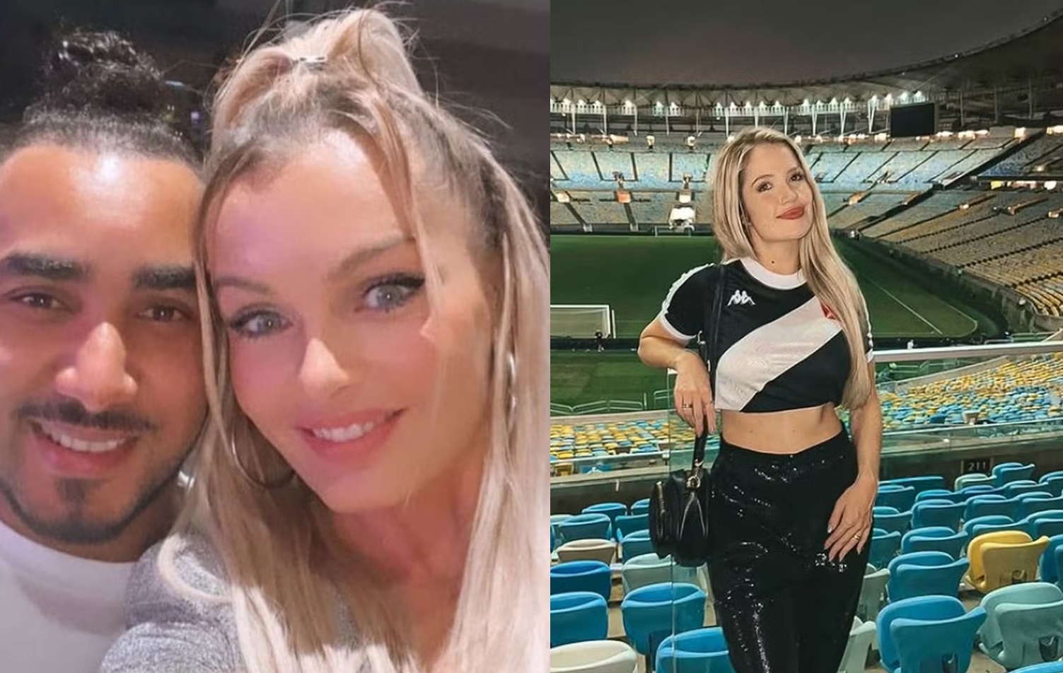 Payet com a esposa, &agrave; esquerda, e &agrave; direita, Larissa Ferrari.